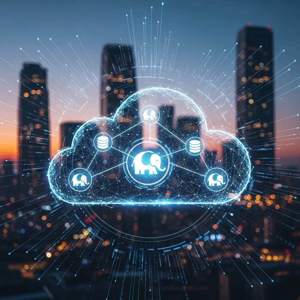 Visual representation of cloud technology and its advantages for PostgreSQL hosting